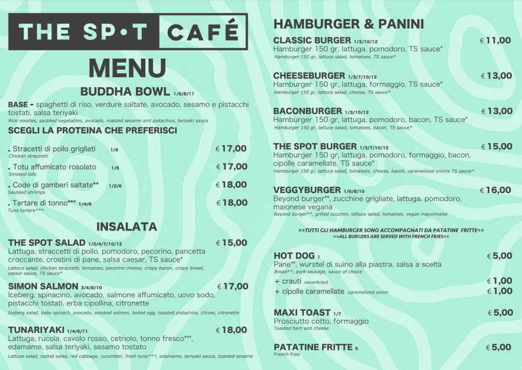 Menu The Spot